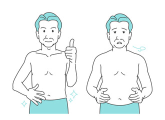 中年男性・おじさん　体型　メタボ　健康　ビフォーアフター