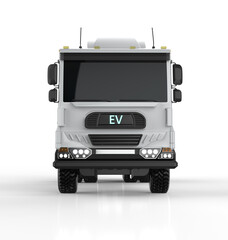 Ev logistic trailer truck or lorry on white background
