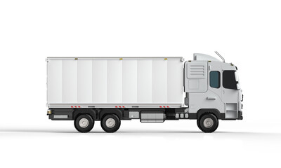 Logistic van trailer truck or lorry on white background