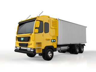 Fototapeta na wymiar Ev logistic truck or lorry on white background