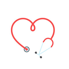 Vector nurse stethoscope silhouette Heart shaped stethoscope line frame Isolated on background.
