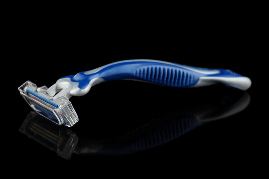 LVIV, UKRAINE - July 20, 2022: Gillette blue 3 shavers