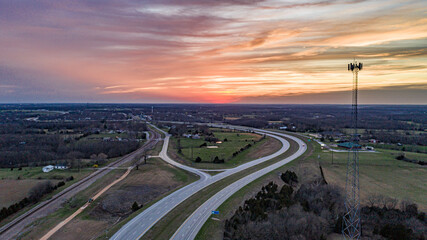 sunset over the highway