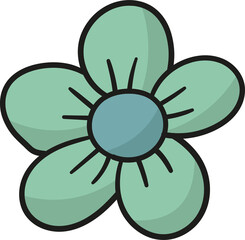 Flower hand drawn filled outline style