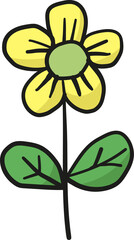 Flower leaf hand drawn filled outline style