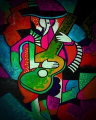 oil painting Bright colors Music Abstract art background