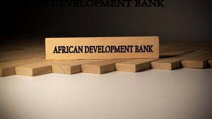 African development bank written on wooden surface. Concept created from wooden sticks.