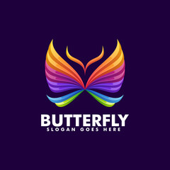 Vector Logo Illustration Butterfly Gradient Colorful Style.