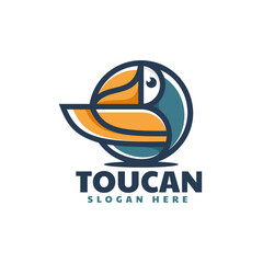 Vector Logo Illustration Toucan Simple Mascot Style.