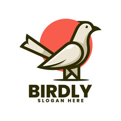Vector Logo Illustration Bird Simple Mascot Style.