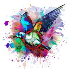 Foto op Plexiglas a bird flying in the sky at the sight of a hunter color art © reznik_val