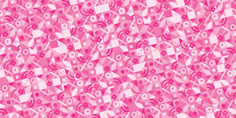 Fototapeta premium Horizontal banner with geometric pattern in grid. Trendy pinkish Bauhaus pattern background. Vector illustration EPS 10