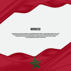 Morocco flag design. Waving Moroccan flag made of satin or silk fabric. Vector Illustration.