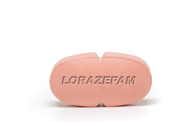 Lorazepam Pharmaceutical medicine pills  tablet  Copy space. Medical concepts.