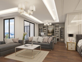 Fototapeta na wymiar 3d rendering of interior living room