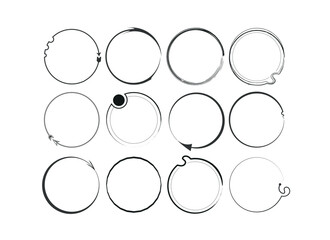 Nine abstract hand drawn circle frames
