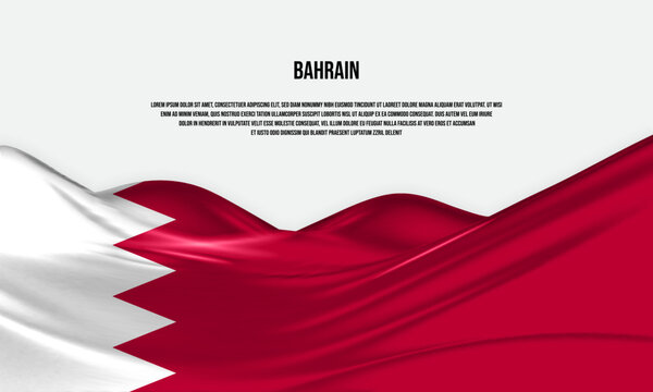 Bahrain flag design. Waving Bahrain flag made of satin or silk fabric. Vector Illustration.