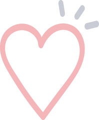 cute pastel pink hand drawn doodle heart icon.