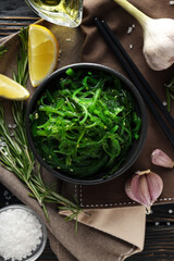 Concept of Japanese cuisine, Chuka salad, top view