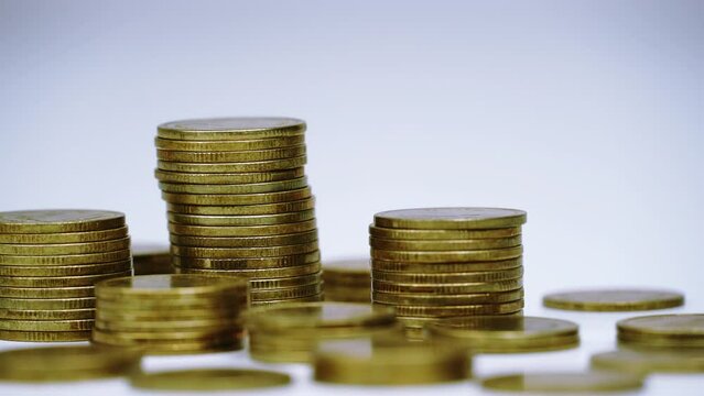 stop motion a coins stack increase. business growth concept.