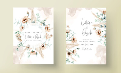 Fototapeta na wymiar vintage floral wedding invitation card template