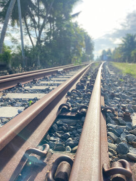 railroad tracks in the countryside