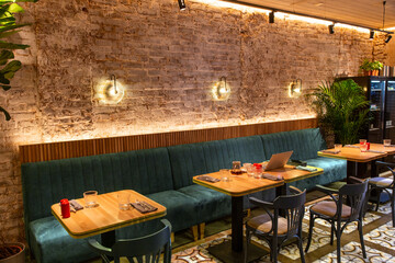 Interior of a modern cozy french restaurant