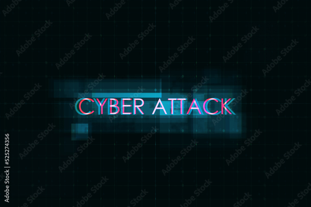 Poster creative digital text on dark background. cyber attack, technology and ai concept. 3d rendering.