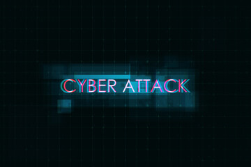 Creative digital text on dark background. Cyber attack, technology and ai concept. 3D Rendering.