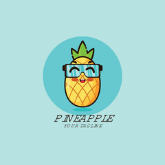 Cute pineapple mascot cartoon vector