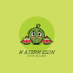 Cute watermelon mascot cartoon vector
