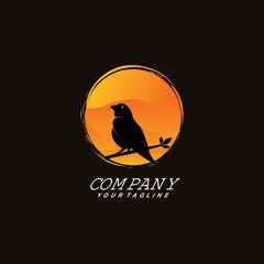 Logo simple bird in the night