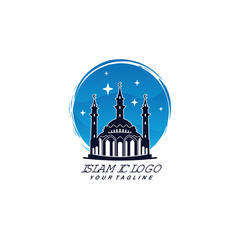 Logo simple blue islamic mosque