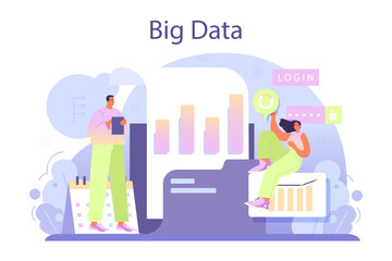 Big data analytics concept. Big data based development of business strategy