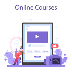 Blogger online service or platform. Character sharing media content