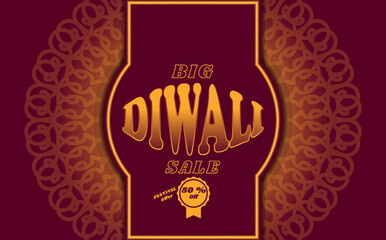 sale banner design on diwali traditional festival, on ornament background