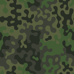 Green army camouflage, seamless pattern. Vector camo military background. Fabric textile print template.