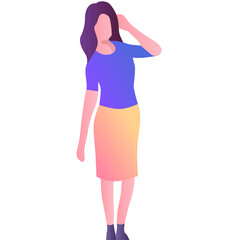 Woman listening and standing on white vector icon
