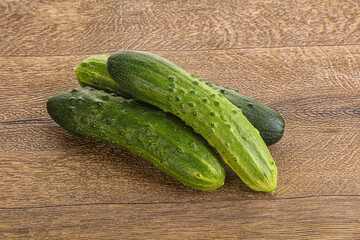 Fersh juicy green cucumbers heap