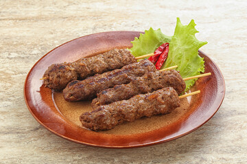 Beef kebab skewer minced meat