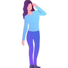 Woman standing and hearing on white vector icon