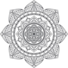 Ornamental round lace ornament. Hand drawn mandala isolated on a white background. Coloring book page. Vector pattern for design.