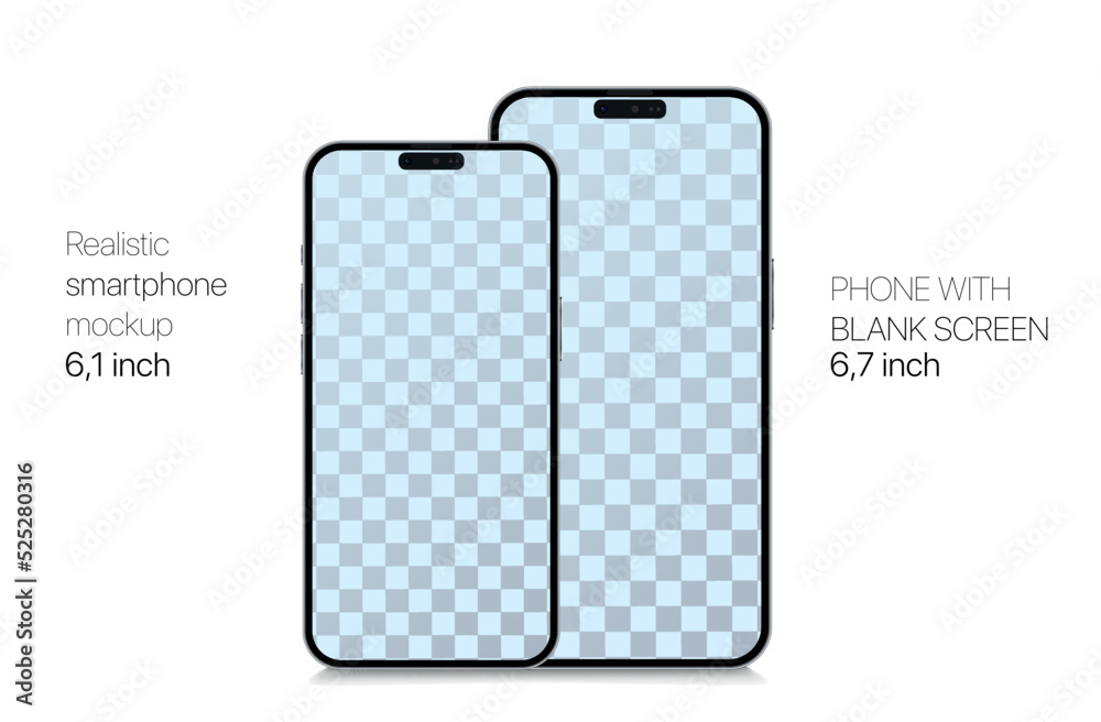 Poster 3d high quality vector mobile mockups. Ultra realistic smartphone. Device UI UX mockup for presentation template. Cellphone frame with blank screen isolated templates. 3d isometric illustration.