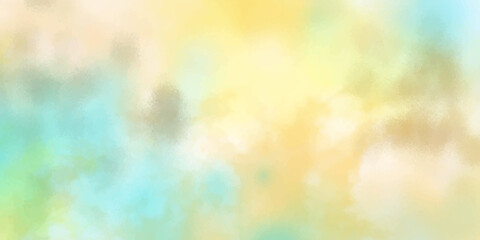 Colorful watercolor background of abstract sunset sky with paint blotches and soft blurred texture.Abstract watercolor drawing on a paper image. grunge texture and backdrop background .><