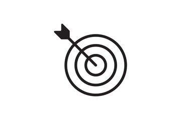 Arrow in target icon. Strategy symbol success. Vector illustration.