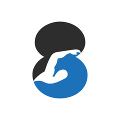 Fototapeta na wymiar Letter 8 Swimming Logo Design. Swimming Club Symbol Vector Template
