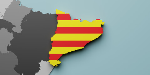 3d Catalonia region flag and map - 525282115