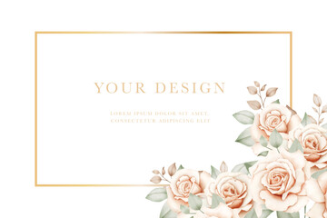 Hand drawn Rose floral card background 