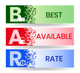 BAR - Best Available Rate, acronym business concept	