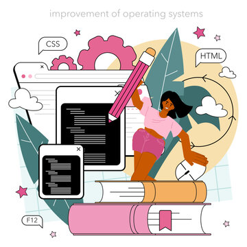 Programming concept. Idea of coding, testing and writing program